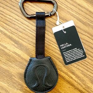 Lululemon Black Leather Key Chain - Durable Hook, Dual Ended, Retractable NEW